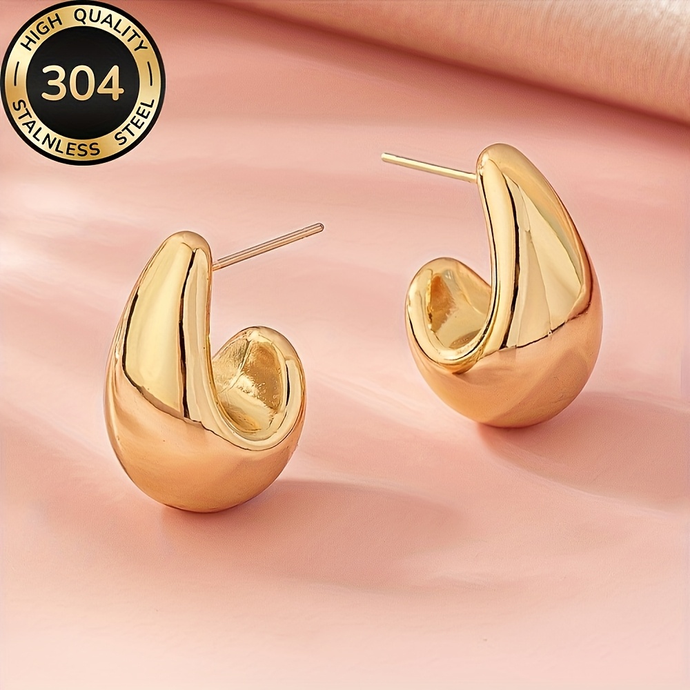 Women's High-Quality Stainless Steel Golden Hollow Water Drop Earrings